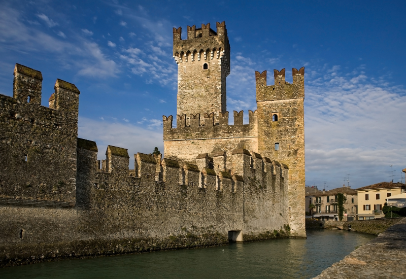 Castle with a moat at lake Garda